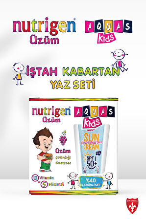 Nutrigen Üzüm + Aquas Kids SPF 50+ Sun Cream Çocuk Güneş Kremi Yaz Seti (%40 İndirimli)