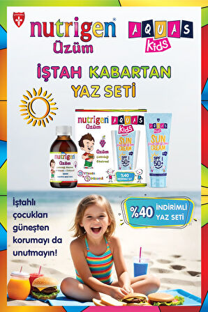 Nutrigen Üzüm + Aquas Kids SPF 50+ Sun Cream Çocuk Güneş Kremi Yaz Seti (%40 İndirimli)