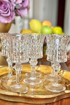 Kadeh, 6'lı, Ayaklı Cam Bardak, Kahve Yanı Su Bardağı, 140 ml