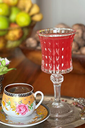 Kadeh, 6'lı, Ayaklı Cam Bardak, Kahve Yanı Su Bardağı, 140 ml