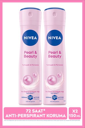 Kadın Sprey Deodorant Pearl&Beauty 150ml, 72 Saat Anti Perspirant Koruma,Pürüzsüz Koltuk Altı,X2Adet