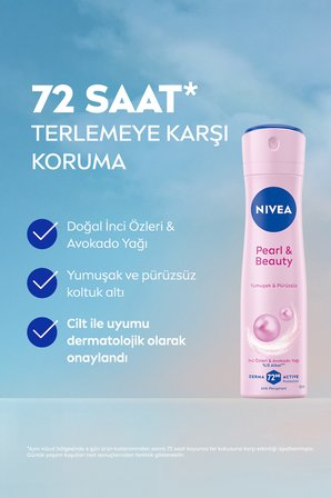 Kadın Sprey Deodorant Pearl&Beauty 150ml, 72 Saat Anti Perspirant Koruma,Pürüzsüz Koltuk Altı,X2Adet