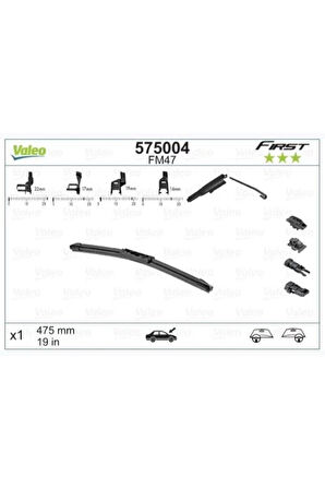 First Multiconnection Flat Blade (MUZ TİPİ) Silecek (UNİVERSAL) Flat Blade Fm47 (X1) (475 MM)