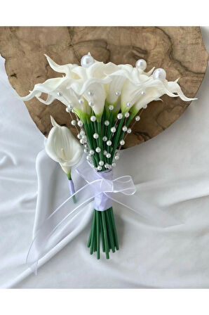 Mevsimweeding ıslak gala çiçeği incili gelin buketi