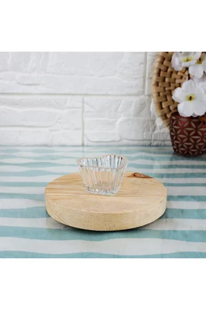 Rayan Sadaf Heart - 6 Adet Mini Cam Sosluk Kahve Yanı Lokumluk Reçellik Sunumluk Dekoratif Tabak - 65 ML