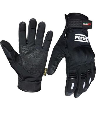 FORTE GT 07 Su Geçirmez Reflektif Softshel Motosiklet Eldiveni Siyah 2XL Beden