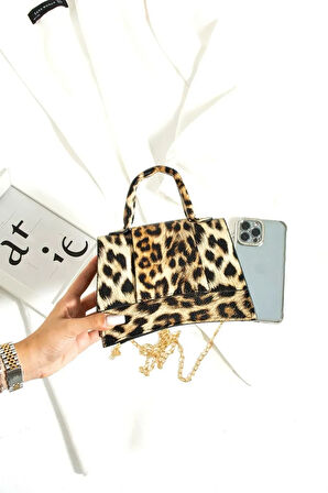 Kadın el ve omuz çantası zincir askılı kroko deri