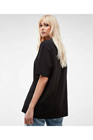 Unisex Siyah Bisiklet Yaka Oversize T-shirt