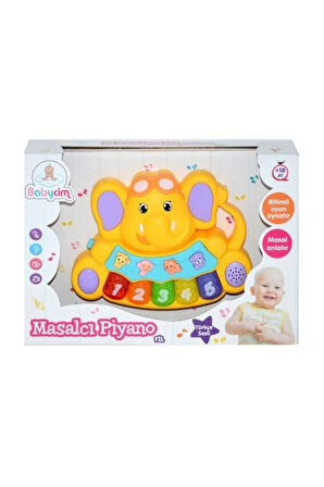 Masalcı Babycim Eğitici Sesli Işıklı Fil Piyano Masalcı Piyano Sarı