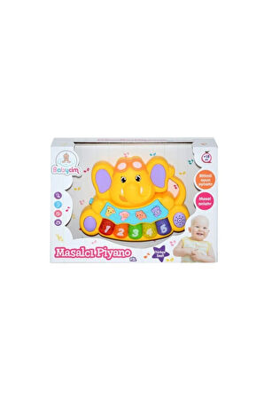 Masalcı Babycim Eğitici Sesli Işıklı Fil Piyano Masalcı Piyano Sarı