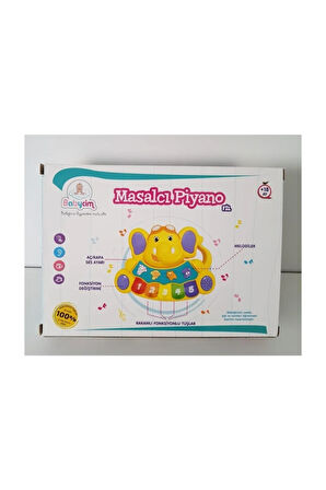 Masalcı Babycim Eğitici Sesli Işıklı Fil Piyano Masalcı Piyano Sarı
