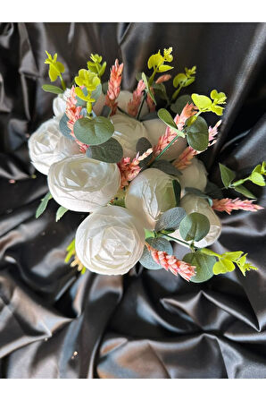 Beyaz Gelin el çiçeği,düğün nikah incili el buketi damat çiçeği LALE,ŞAKAYIK,ORTANCA,GALA ÇİÇEĞİ,GÜL