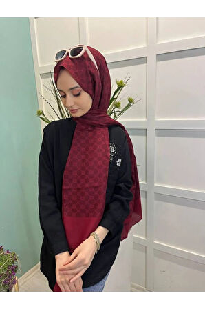 Elegance Monogram Şal - 1090100-941 - Bordo