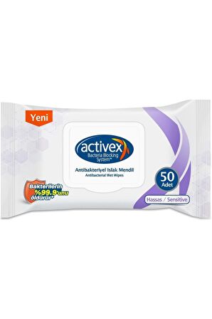 Activex Antibakteriyel Islak Mendil Hassas 50'li 5 Adet