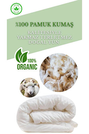 Tek Kişilik Makinede Yıkanabilir %100 Saf Yün %100 Pamuk Kumaş Yakmaz Terletmez Yorgan