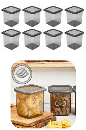 800 ml Gri Kare Saklama Kabı Silikon Kapak Hava Geçirmez Kuru Baklagil Kahve Bakliyat Makarna Kutu