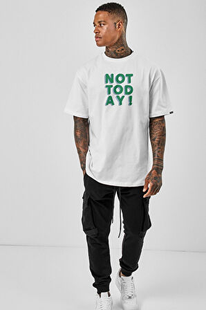 Sc Plus Oversize Not Today Baskılı Beyaz Tshirt