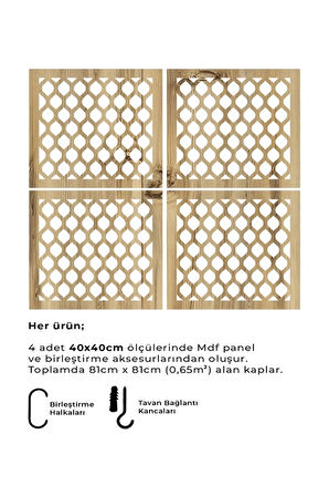 Lazer Kesim Sarkıt Paravan, Ahşap Seperatör, Panel Levha Seti Dekorasyon Ahşap Oda Bölücü elisp