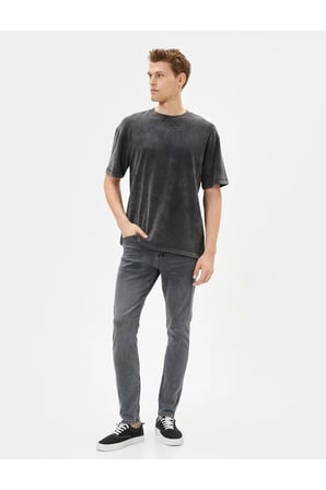 Skinny Fit Kot Pantolon - Michael Jean 4SAM40007ND SİYAH