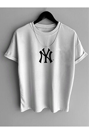 Erkek Oversize T-shirt Newyork Baskı Siyah