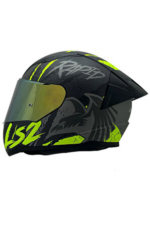RAPID 2 RAVEN MAT SİYAH-GRİ-NEON SARI KASK SARI CAM+SPOİLER