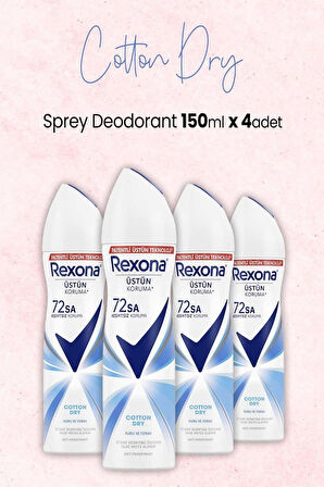 Kadın Sprey Deodorant Cotton Dry 150 ml x 4 Adet
