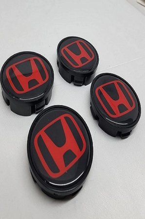 Jant Göbeği HONDA 58/55 55mm Yuva 4'LÜ SET Kırmızı-Siyah Plasto damla
