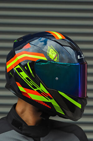 Stream Evo Reflex Mavi Turuncu Kask + Dahili Bluetooth Kulaklık