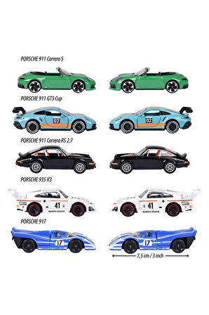 Seçtim Aldım Porsche Edition 5'li Set 1/64 Metal Araba Diecast