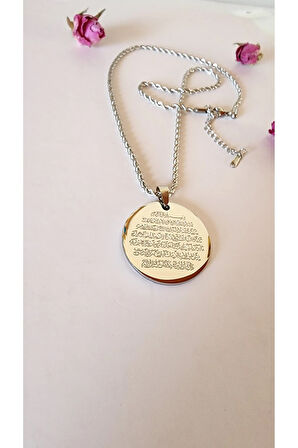 Ayetel kürsi duası madalyon burgu zincirli çelik kolye