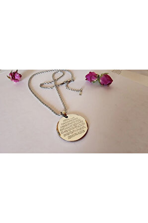 Ayetel kürsi duası madalyon burgu zincirli çelik kolye