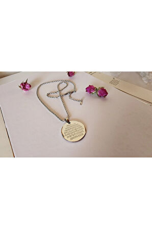 Ayetel kürsi duası madalyon burgu zincirli çelik kolye