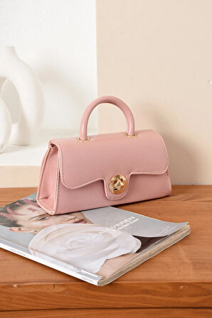 Lüks Mini Özel Tasarım Kilit Detaylı Çapraz Askılı Omuz Çantası