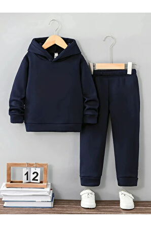 Baskısız Çocuk Düz Premium Compact Sweatshirt Eşofman Takımı