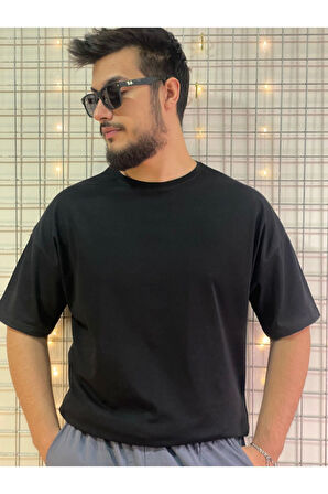 Unisex Zümrüt Yeşili Bisiklet Yaka Pamuk Oversize Boyfriend T-shirt