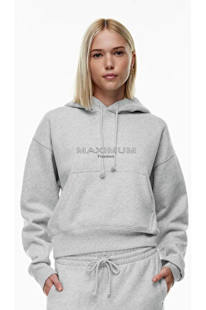 AYMONTANA Be happy baskılı kapüşönlü Sweatshirt