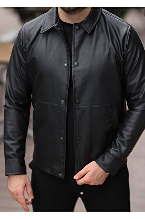 ERKEK FERMUARLI SLİM FİT DERİ CEKET