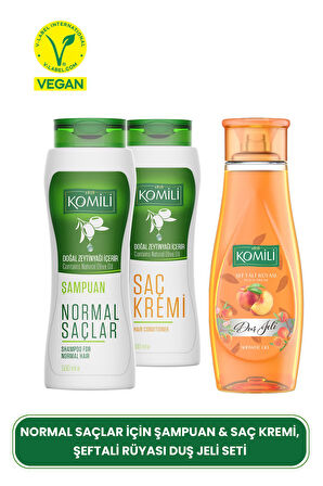 Normal Saçlar İçin Temel Bakım Şampuanı & Saç Kremi + Duş Jeli Set - 3 X 500 ml