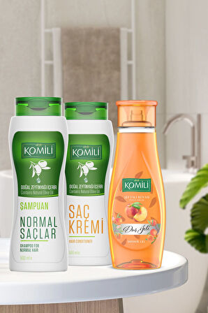 Normal Saçlar İçin Temel Bakım Şampuanı & Saç Kremi + Duş Jeli Set - 3 X 500 ml