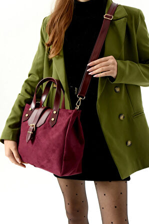 Kadın El Ve Omuz Çantası Yavrulu Suet Deri Yeni Sezon Yeni Stil Dizayn