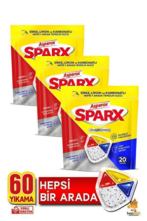 Asperox Sparx Bulaşık Makinesi Kapsülü 3 x 20'li