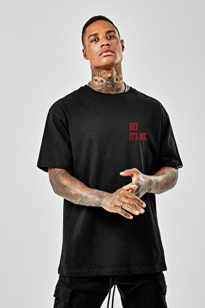 Oversize Hey It's Me Baskılı garalio T-shirt