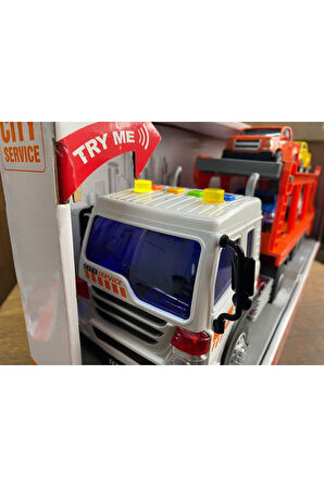 SÜRTMELİ OTO TAŞIYICI OYUNCAK ARABA TAŞIYAN KAMYON IŞIKLI SESLİ KIRILMAZ ARABA TAŞIYICI TIR