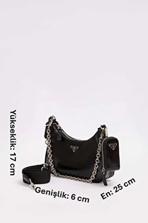 Küçük Ve Şık Premium Kalite Uzun Askılı Kadın Omuz Çantası 930420 Siyah