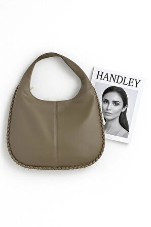 Lüks Büyük Kapasiteli Düğüm Detaylı Omuz Çantası