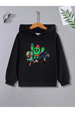 Çocuk Tasarım Brawl Star Kaktüs Oyun Baskılı Sweatshirt Pamuklu