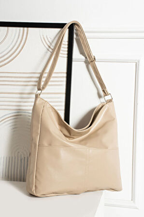 Kadın Modern Tasarımlı Geniş Hacimli  Kaliteli Deri Salaş Omuz Çantası