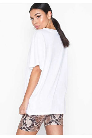 Sportswear Oversized T-shirt Unisex Nakış Swooslu Beyaz Tişört