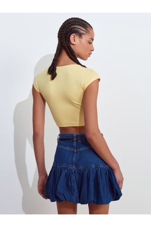 30528 Pamuk ve Modal Karışımlı Crop Top-Pembe