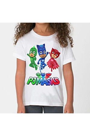 Unisex Beyaz Pijamaskeliler Çocuk Tişört